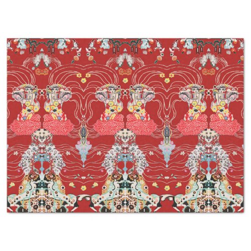 WOMANCENTAUR FLORAL Royal Red White Klimt Pattern Tissue Paper