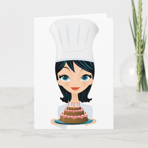 Woman chef Birthday cake Card