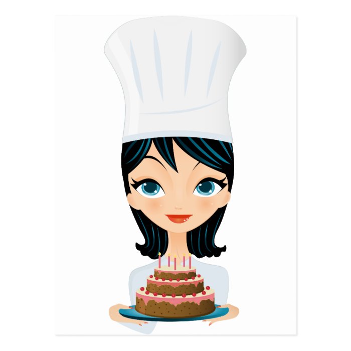 Woman chef Birthday cake Post Cards