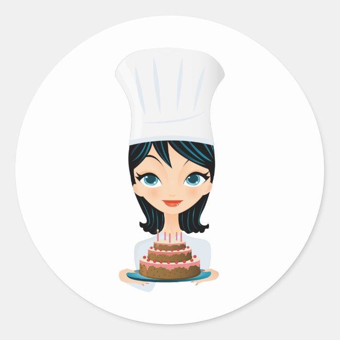 Woman chef Birthday cake Sticker