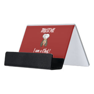 Woman Chef Desk Business Card Holder