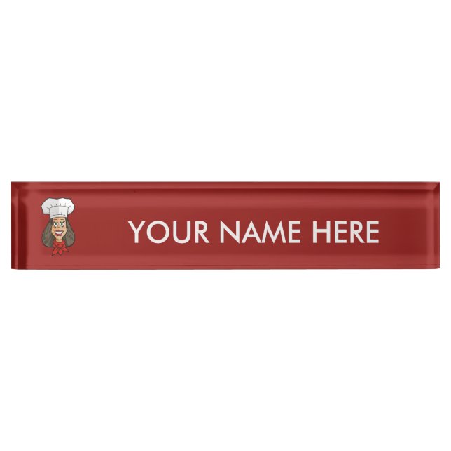 Woman Chef Desk Name Plate (Front)