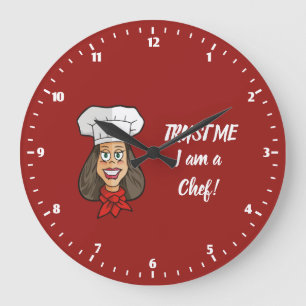 Woman Chef Large Clock