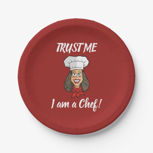 Woman Chef Paper Plates (Front)