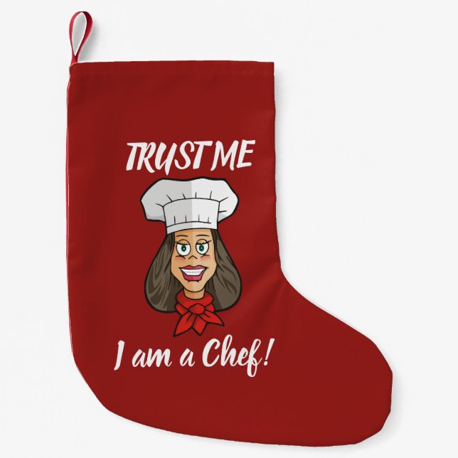 Woman Chef Small Christmas Stocking (Front)