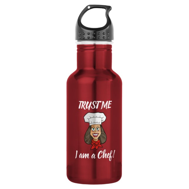 Woman Chef Stainless Steel Water Bottle (Front)