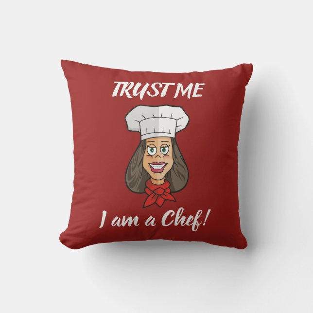 Woman Chef Throw Pillow (Front)