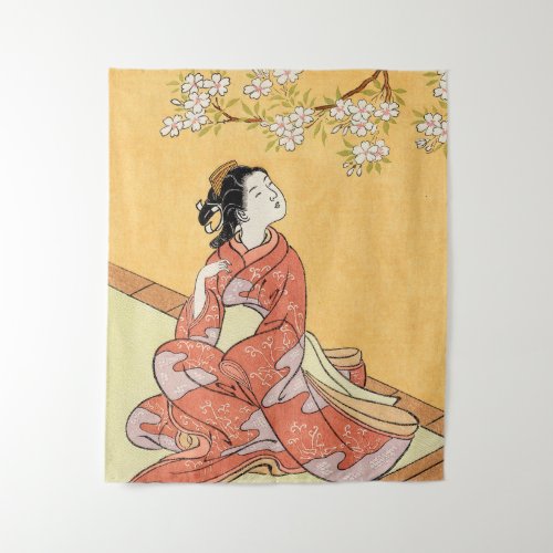 Woman  Cherry Blossoms 2 Tapestry