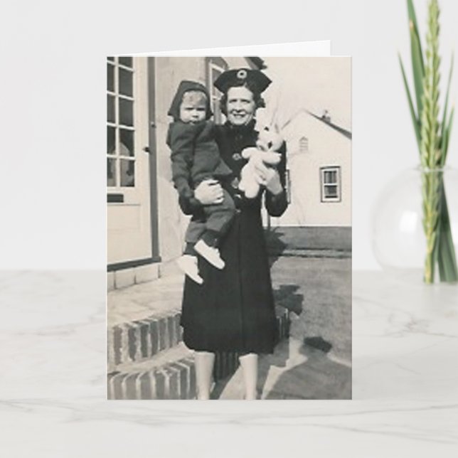 woman child and bunny greeting card (Front)