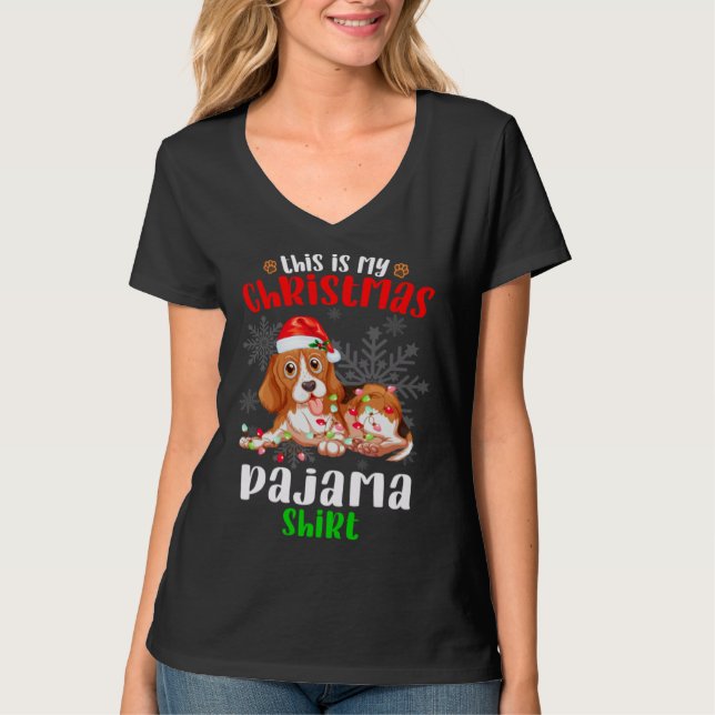Woman Christmas This Is My Pijama American Foxhoun T-Shirt (Front)