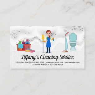 Woman Cleaner House Cleaning Supplies Business Card