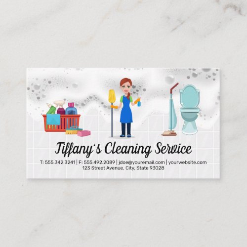 Woman Cleaner  House Cleaning Supplies Business Card