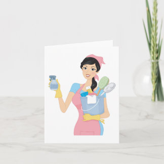 Woman Cleaning Card