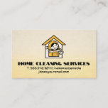 Woman Cleaning Home Logo | Yellow Business Card