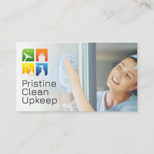 Woman Cleaning Kitchen Window Business Card