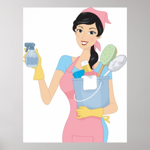 Woman Cleaning Poster