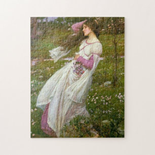 Woman Collecting Flowers in the Wind Jigsaw Puzzle