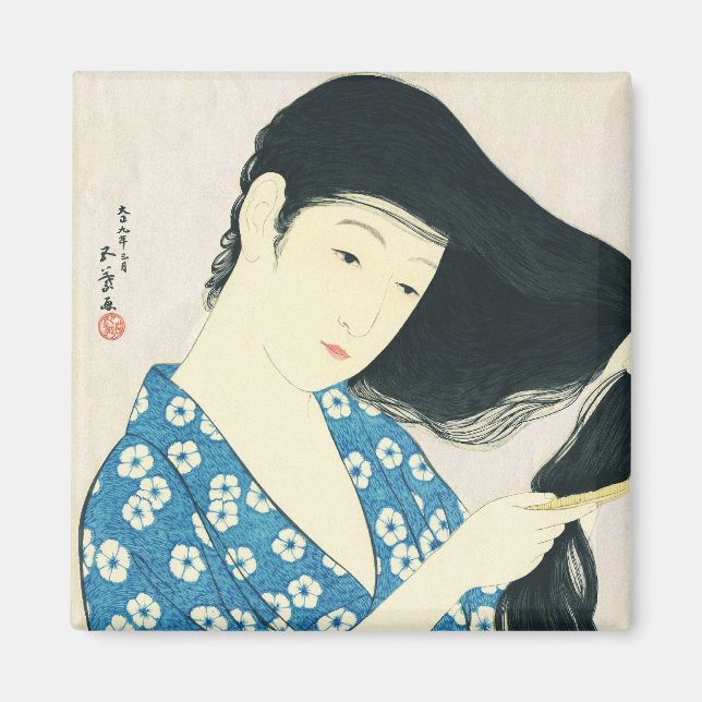 Woman Combing Her Hair Hashiguchi Goyo Magnet (Front)