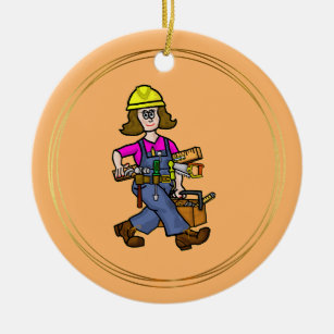 Woman Construction Worker with Tools Ornament