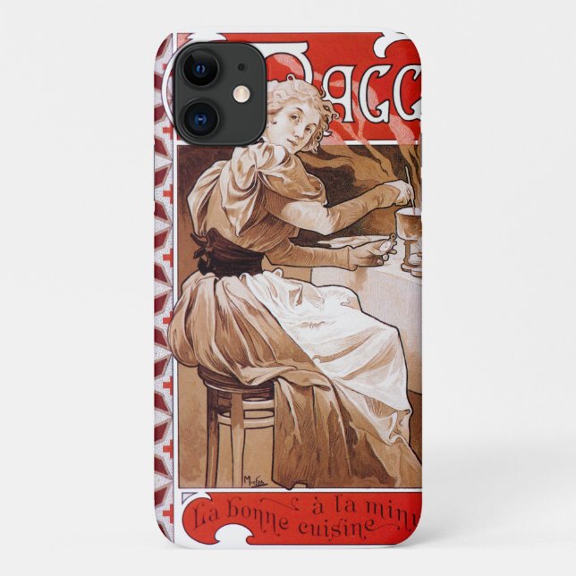 Woman Cooking, Alphonse Mucha Case-Mate iPhone Case (Back)