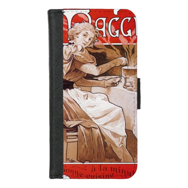 Woman Cooking, Alphonse Mucha iPhone Wallet Case (Front)