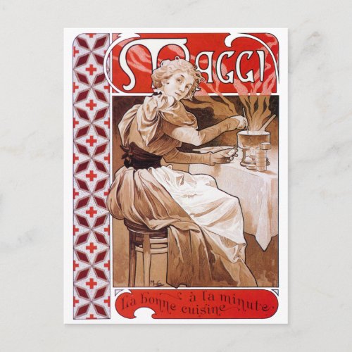 Woman Cooking Alphonse Mucha Postcard