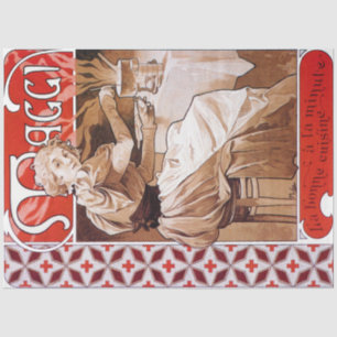 Woman Cooking, Alphonse Mucha Tissue Paper