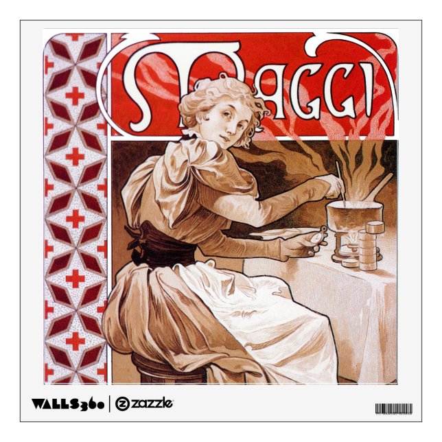 Woman Cooking, Alphonse Mucha Wall Decal (Front)