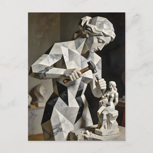 Woman, Create Thyself – Self Constructed Portrait Postcard