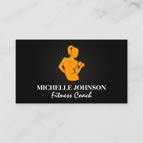 Woman Curling Weight  Carbon Metal Business Card