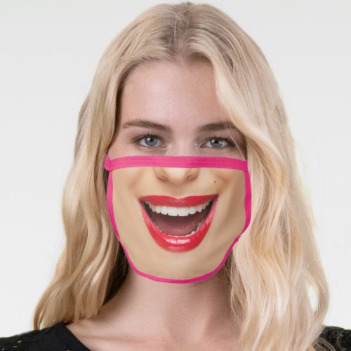 Woman Cute  Funny Mouth Lips Kiss Humor Laughing Face Mask