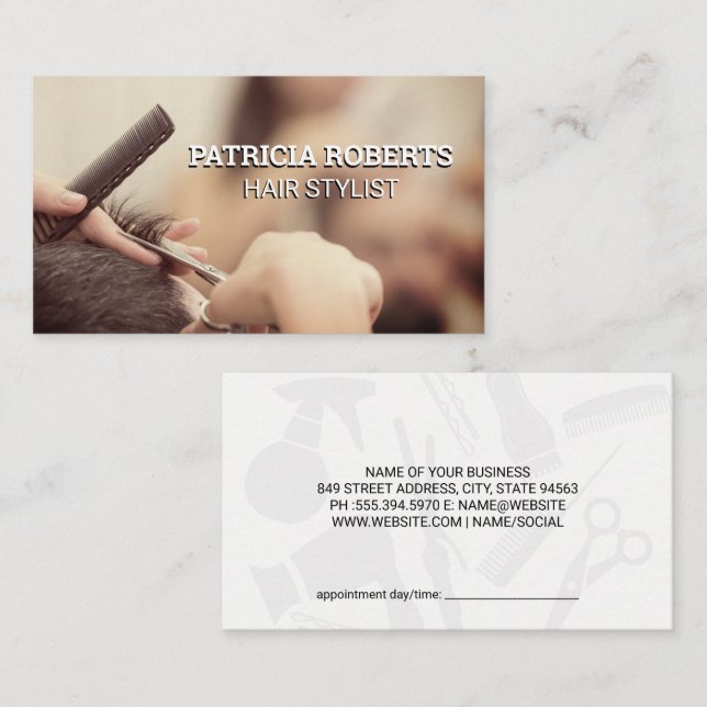 Woman Cutting Hair Appointment Card (Front/Back)
