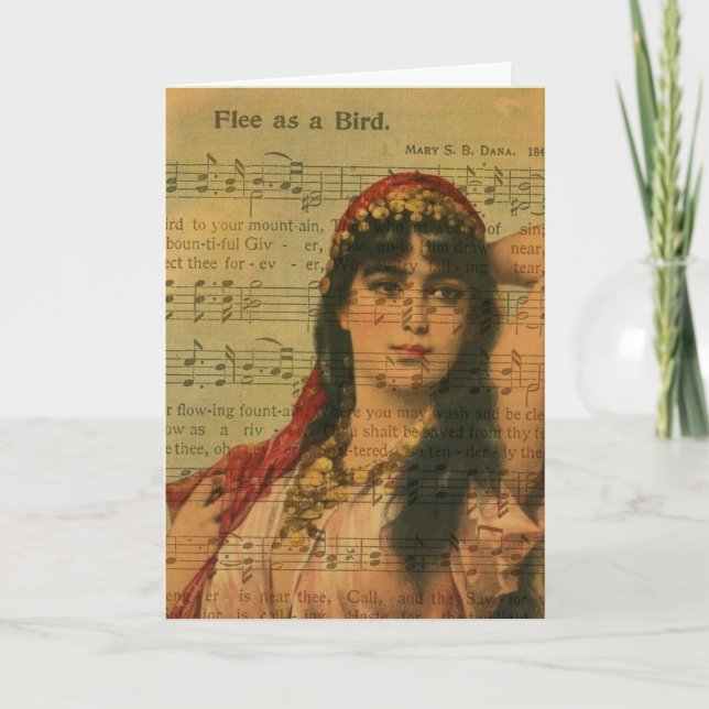 Woman Dancer Collage Flee as a Bird Music Card (Front)