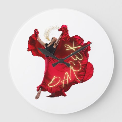 Woman dancing in red dress large clock