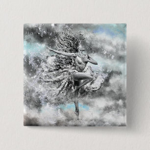 Woman Dancing in the Clouds - Feeling Button
