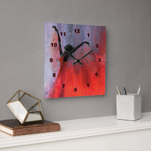 Woman Dancing Wall Clock Lady In Red