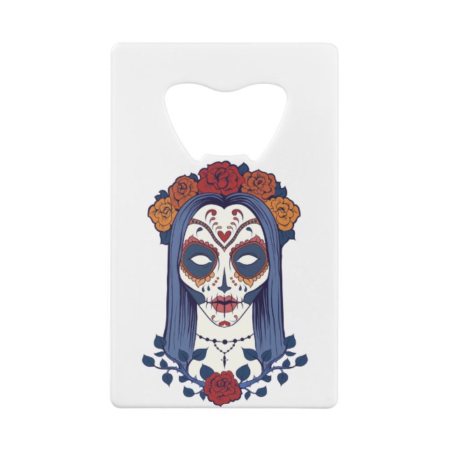 Woman Day of the Dead Credit Card Bottle Opener (Back)