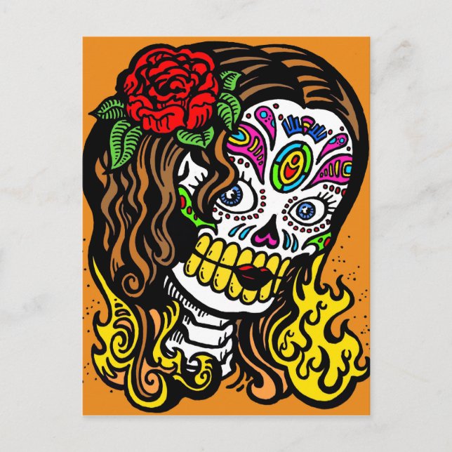 woman day of the dead postcard (Front)