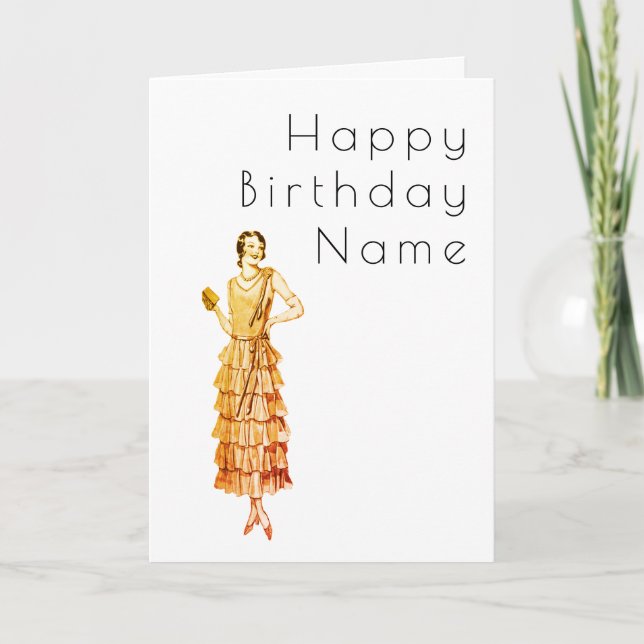 Woman Deco Birthday Card (Front)