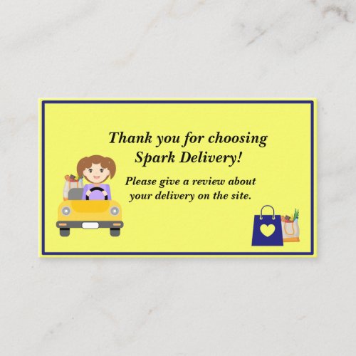 Woman Delivery Driver Thank you review Business Card