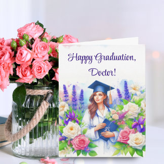 Woman Doctor Happy Graduation Medical School Card