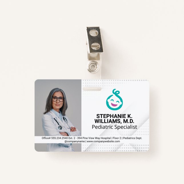 Woman Doctor | Pediatrics Baby Logo Badge (Front with Clip)