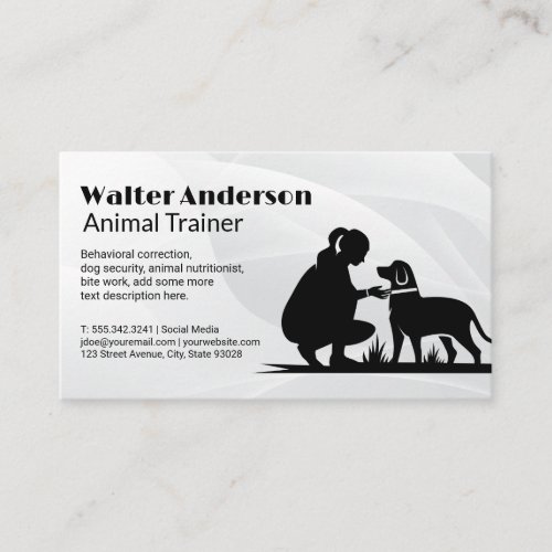 Woman Dog Trainer  Animal Services Business Card
