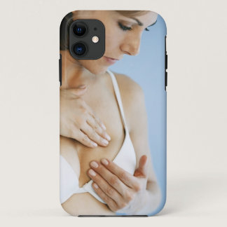 Woman doing breast self exam 2 iPhone 11 case
