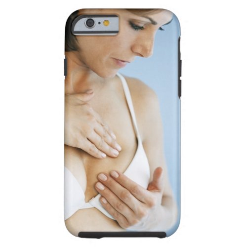 Woman doing breast self exam 2 tough iPhone 6 case