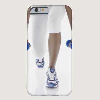 Woman doing lunges with dumbbells (low section) barely there iPhone 6 case