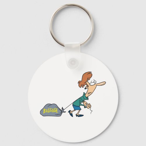 Woman Dragging Baggage Keychain