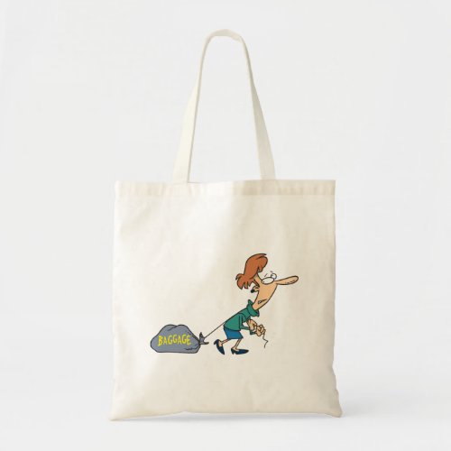 Woman Dragging Baggage Tote Bag