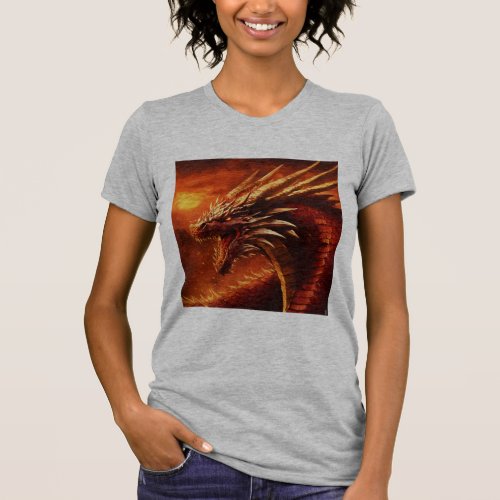 woman dragon print t_shirt
