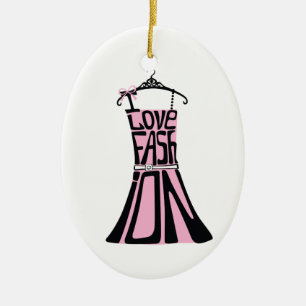Woman dress from words  "I love fashion" Ceramic Ornament